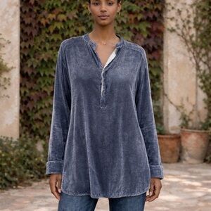 CP shades deep blue velvet relaxed fit blouse